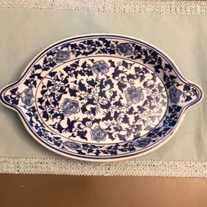 Blue and white serving tray